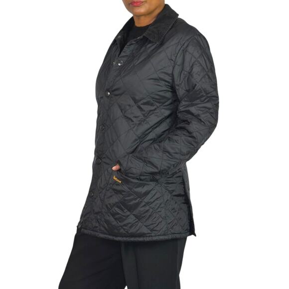 Barbour Heritage Liddesdale Jacket Black Quilted Lightweight Corduroy Mens Small - Picture 13 of 16